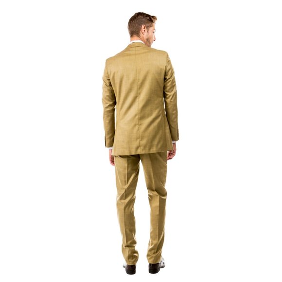Dark Mustard Sharkskin 3pc Suit w/ Expandable Waistband - Picture 3 of 4